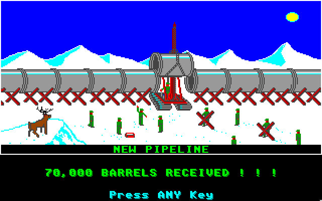 Oil Barons (Amiga) screenshot: Let the black gold flow!