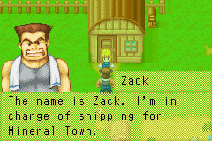 Harvest Moon: More Friends of Mineral Town (Game Boy Advance) screenshot: Hello Zack