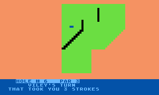 9-Hole Miniature Golf (Atari 8-bit) screenshot: Right on par