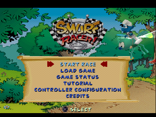 Smurf Racer (PlayStation) screenshot: Main menu.