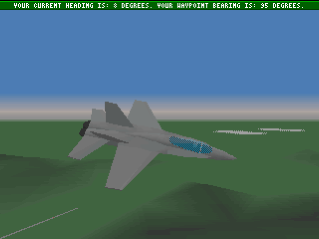 Black Knight: Marine Strike Fighter (DOS) screenshot: External view - side
