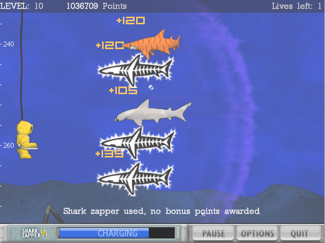 Typer Shark Deluxe (Windows) screenshot: Using the "Shark Zapper"