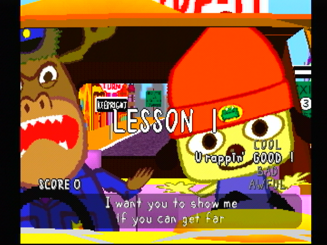PaRappa the Rapper (PlayStation) screenshot: ... with this wonderful rap.