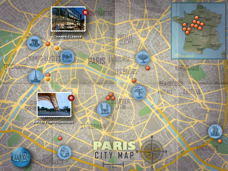 Travelogue 360: Paris (Windows) screenshot: Map