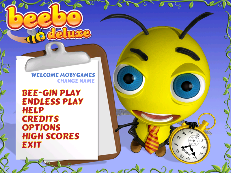 Beebo Deluxe (Windows) screenshot: Main menu