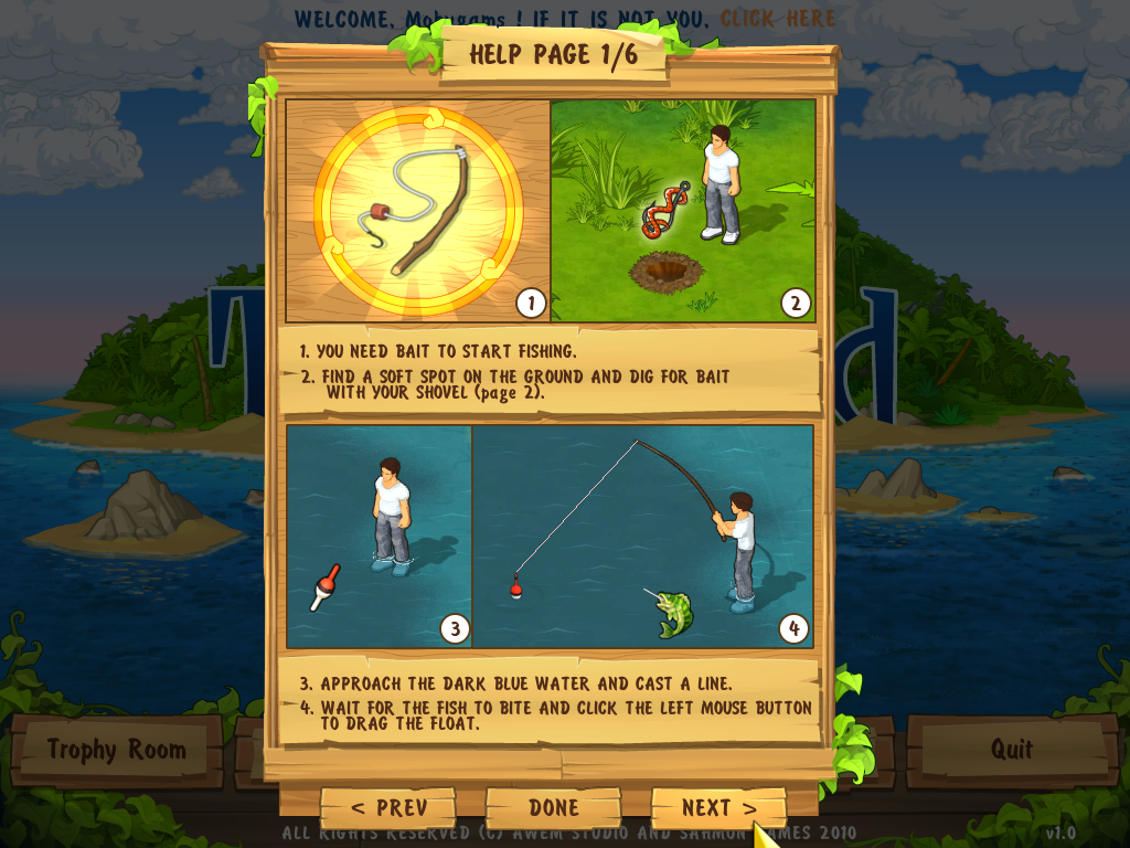 The Island: Castaway (Windows) screenshot: Help screen