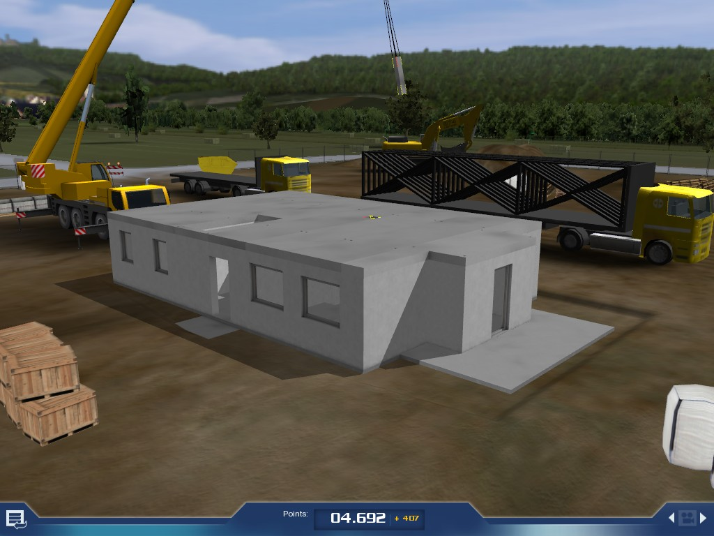 Crane Simulator 2009 (Windows) screenshot: That highlighted hole in the roof is where the chimney goes