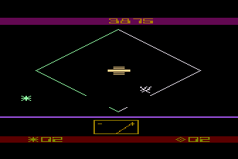 Alpha Shield (Atari 8-bit) screenshot: The Base Fires