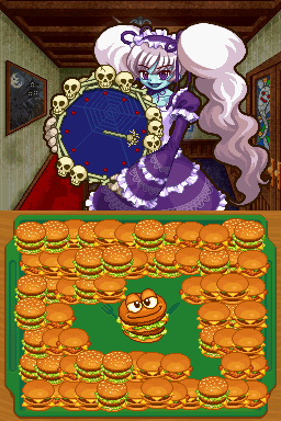 O.M.G. 26 - Our Mini Games (Nintendo DS) screenshot: Defeat the monster that is hiding in the burgers