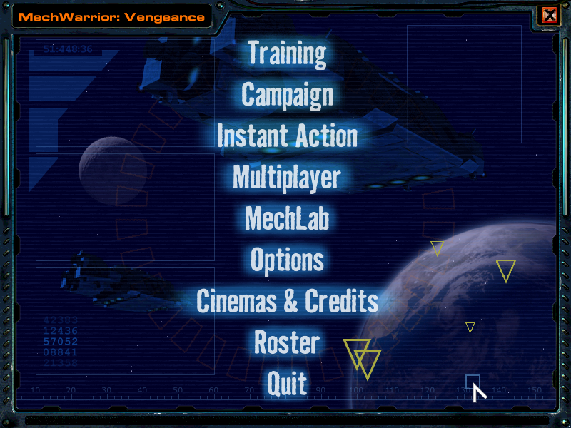 MechWarrior 4: Vengeance (Windows) screenshot: Main menu