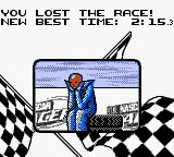 NASCAR Racers (Game Boy Color) screenshot: Better luck next time.