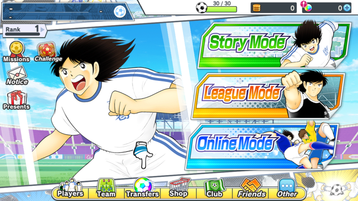 Captain Tsubasa: Dream Team (Android) screenshot: Menu