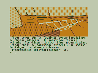 Tomb of T'ien (TRS-80 CoCo) screenshot: A Rope Bridge