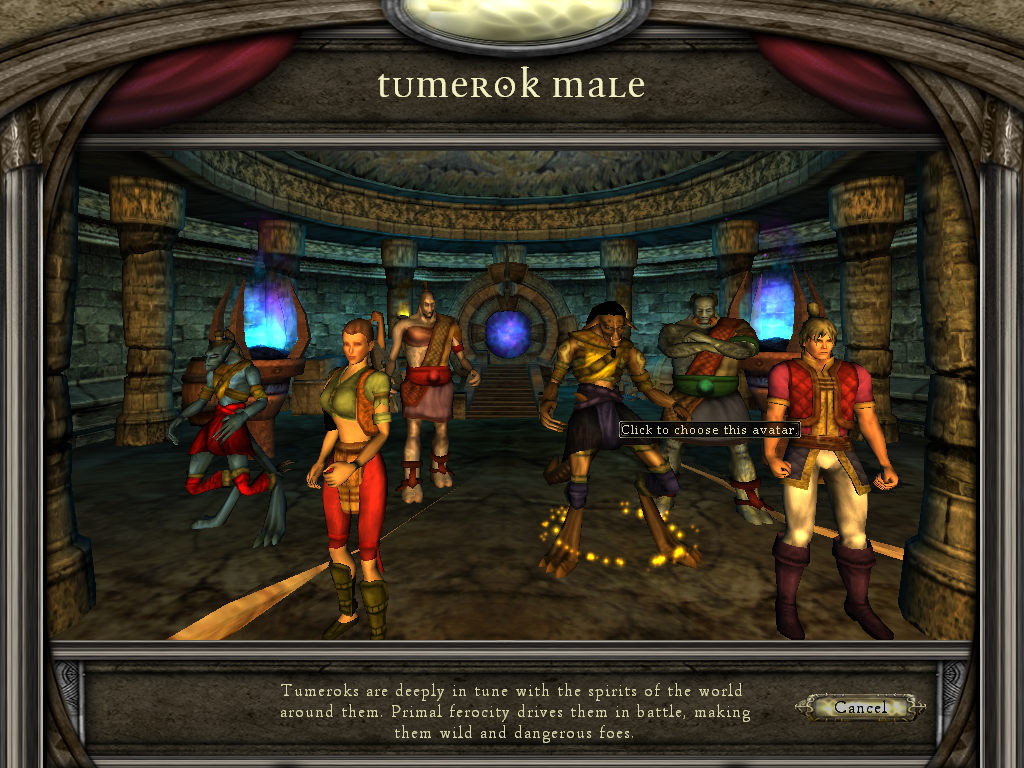 Asheron's Call 2: Fallen Kings (Windows) screenshot: Create a male or a female character from one of three different races.