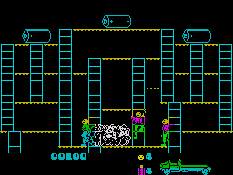 Bear Bovver (ZX Spectrum) screenshot: When the bomb explodes any enemies that are in the smoke are killed