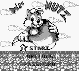 Mr. Nutz (Game Boy) screenshot: Title screen / Main menu.