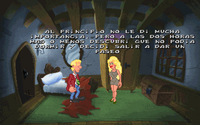 Dráscula: The Vampire Strikes Back (DOS) screenshot: Our hero have an special encounter