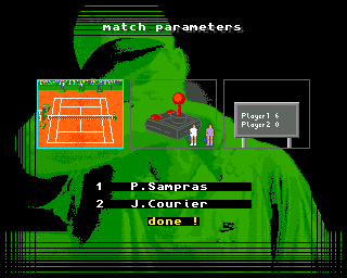 Center Court (Amiga) screenshot: Match options