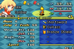 Final Fantasy Tactics Advance (Game Boy Advance) screenshot: Status screen