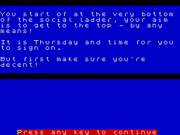Hampstead (ZX Spectrum) screenshot: Game start