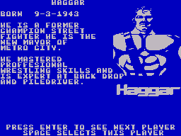 Final Fight (ZX Spectrum) screenshot: Hagger's story