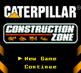 Caterpillar Construction Zone (Game Boy Color) screenshot: Title screen / Main menu.