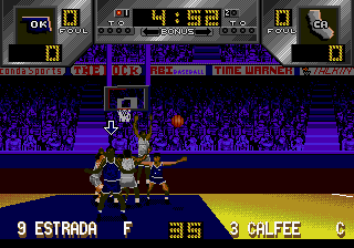 Dick Vitale's "Awesome, Baby!" College Hoops (Genesis) screenshot: Chase the loose ball