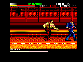 Final Fight (Amstrad CPC) screenshot: Inside a factory