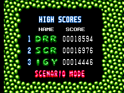 Dr. Robotnik's Mean Bean Machine (SEGA Master System) screenshot: High score list