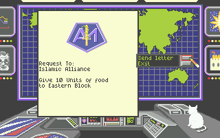 Global Commander (Atari ST) screenshot: No use having one nation starve and another become overweight