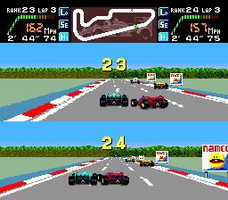 Final Lap Twin (TurboGrafx-16) screenshot: The numbers indicate your current position.