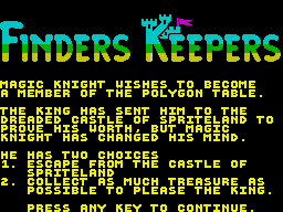 Finders Keepers (ZX Spectrum) screenshot: Instructions part 1