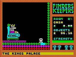 Finders Keepers (ZX Spectrum) screenshot: The King teleoprts you away