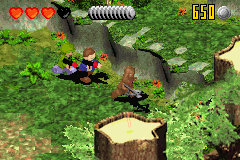 LEGO Star Wars II: The Original Trilogy (Game Boy Advance) screenshot: Chewbacca leading the way for Han Solo and Leia