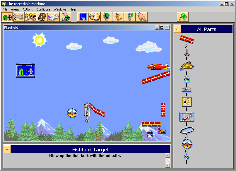 The Incredible Machine 2 (Windows) screenshot: An easy puzzle