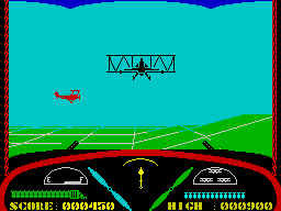 Deep Strike (ZX Spectrum) screenshot: In the air, with a red target in front