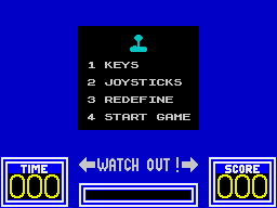 Benny Hill's Madcap Chase (ZX Spectrum) screenshot: Control selection