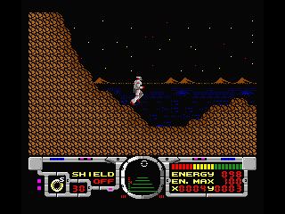 Fire Hawk: Thexder - The Second Contact (MSX) screenshot: Start position mission 1