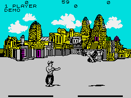 Fist: The Legend Continues (ZX Spectrum) screenshot: Combat practice start
