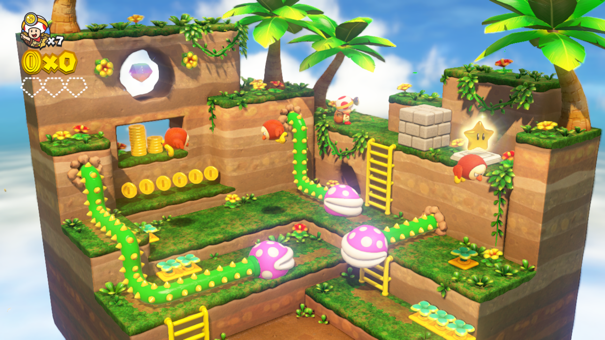 Captain Toad: Treasure Tracker (Wii U) screenshot: Crawling piranha plants everywhere