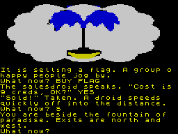 The Worm in Paradise (ZX Spectrum) screenshot: Happy people pass my way