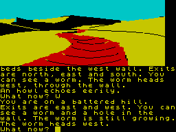 The Worm in Paradise (ZX Spectrum) screenshot: The long and winding road