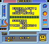 Faceball 2000 (Game Gear) screenshot: Level completed