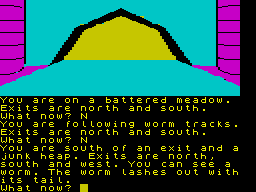 The Worm in Paradise (ZX Spectrum) screenshot: Where is the worm leading us?
