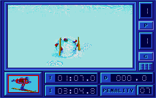 Downhill Challenge (Atari ST) screenshot: Crashed