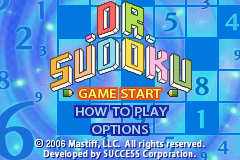 Dr. Sudoku (Game Boy Advance) screenshot: Title Screen/Main Menu
