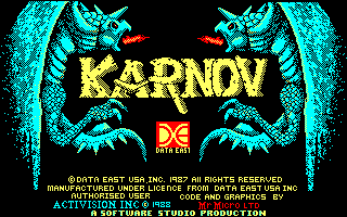 Karnov (Amstrad CPC) screenshot: Title screen
