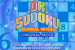 Dr. Sudoku (Game Boy Advance) screenshot: Mode selection