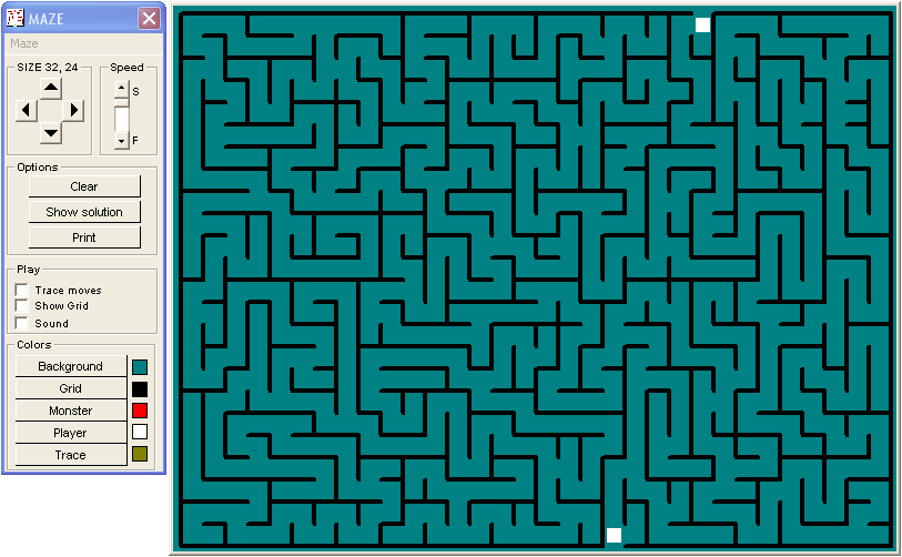 Maze (Windows) screenshot: Beginning a large game