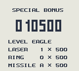 Space Marauder (Game Boy Color) screenshot: Bonus calculated